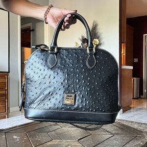 Black Ostrich Leather Handbag, Dooney & Bourke